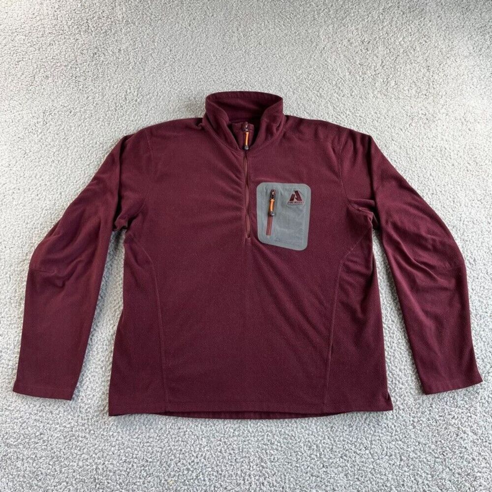 Eddie Bauer Sweater Mens Large Red First Ascent Fleece Pullover 1/2 Zip Outdoor